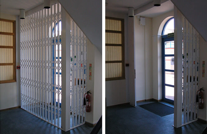 RSG1400 Secured by Design security grilles on communal entrance in Kensington.