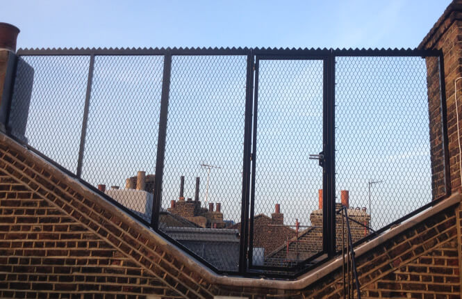 RSG3200 safety gate restricting access on a council estate in London.