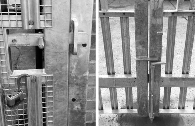 Locking and bolts details of RSG3600 palisade gates.