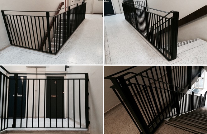 RSG4400 staircase handrails fitted to a communal staircase for residential flats in Hayes.