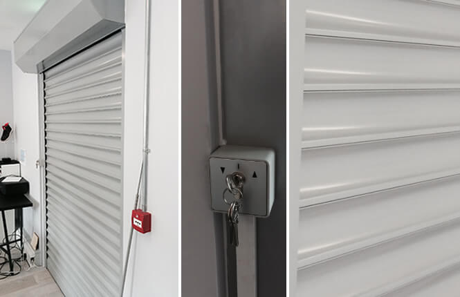 RSG5600 solid security shutter fitted on new office unit in Clerkenwell, London.