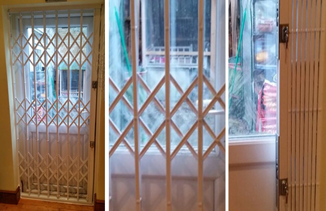 RSG1000 retractable security door grille in Hackney.