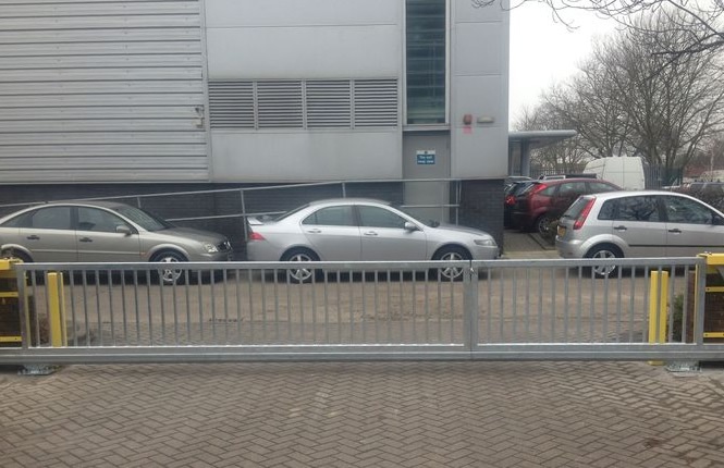 RSG3400 cantilever gates on Barclays car park in South London.