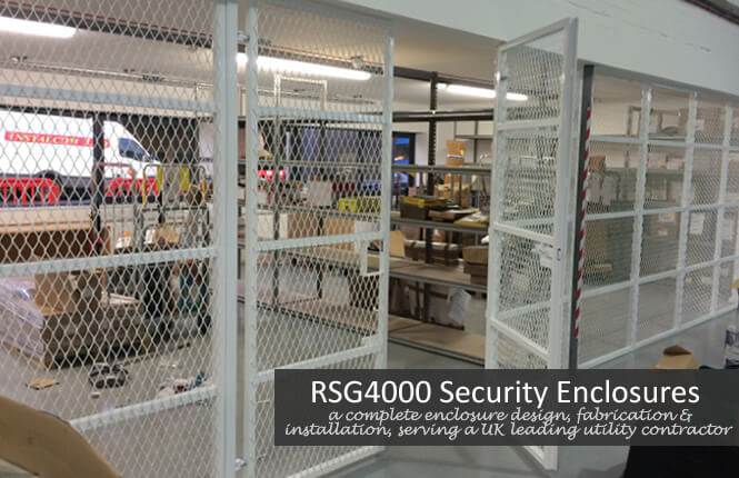 RSG4000 security enclosures with gates on industrial warehouse in Walthamstow.