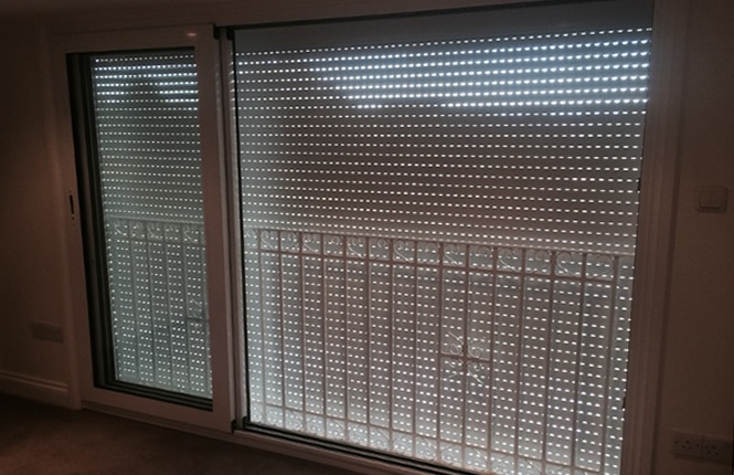 RSG5300 balcony shutter with vented laths opened for fresh air.