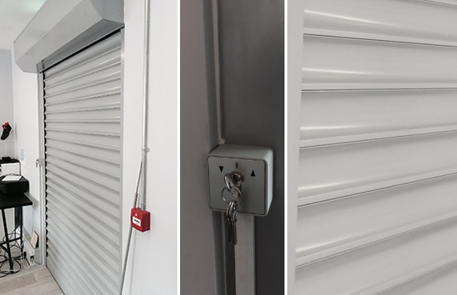 RSG5600 solid security shutter fitted on new office unit in Clerkenwell, London.