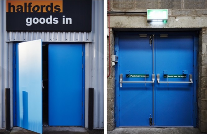 RSG8100 double fire exit door fitted to a commercial outlet in Essex.