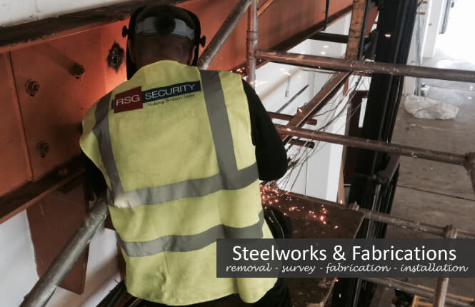 crane beams removal in refurbished warehouse.